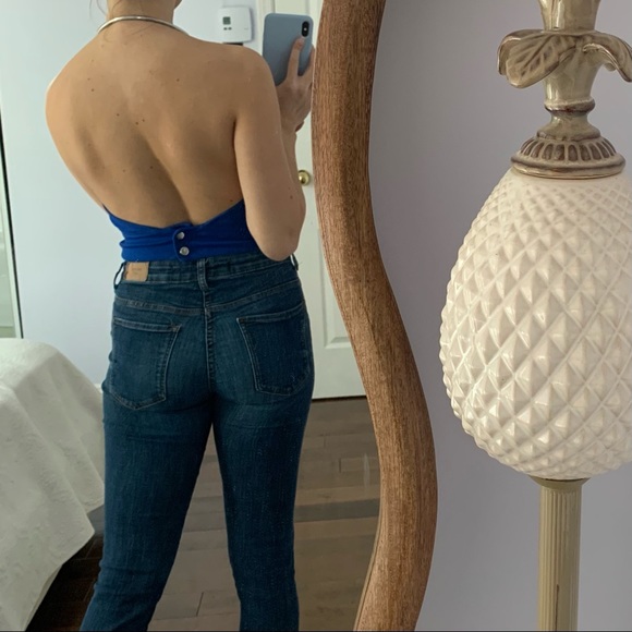 Aritzia Wilfred Blue Open Back Halter Top - Picture 4 of 10